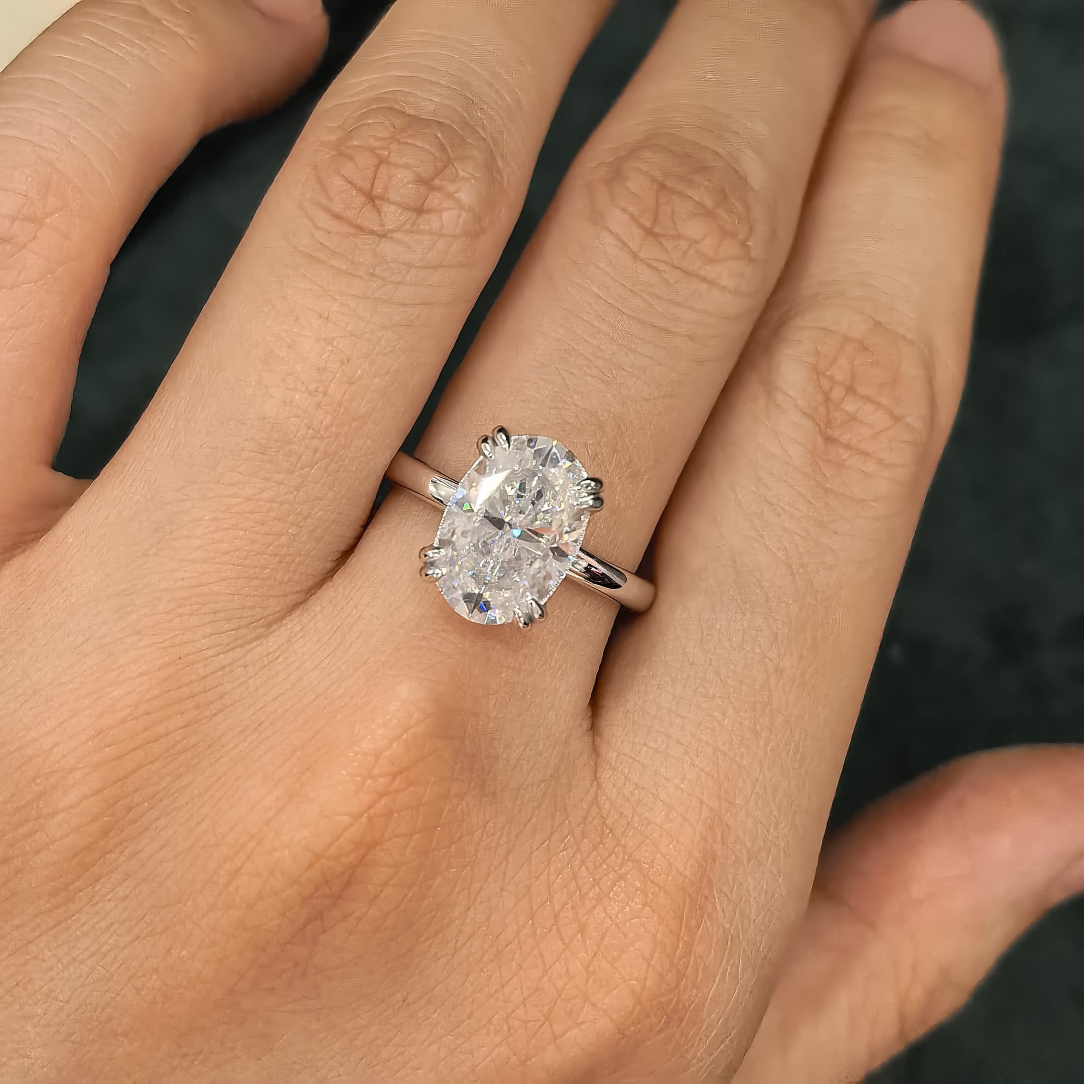 1-7 CT OVAL Moissanite Engagement Ring in Sterling Silver | Eco-Friendly & Stunning Vacation Jewelry