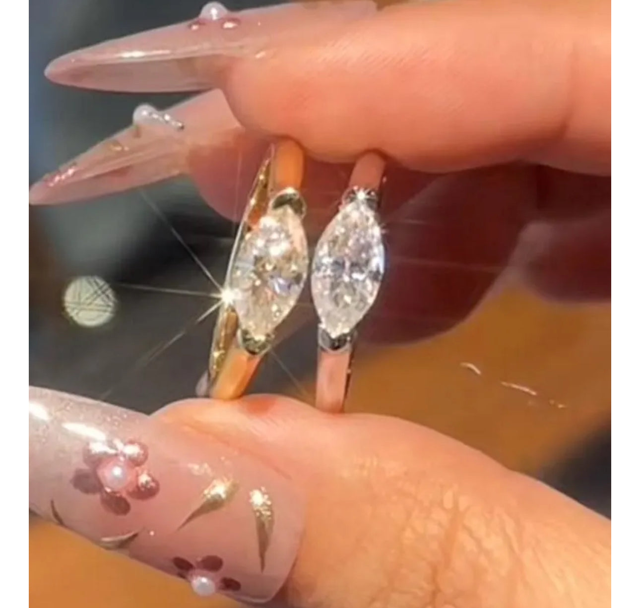 0.5- 1 Carat East West Marquise Cut Solitaire Ring Moissanite .925 pinky ring