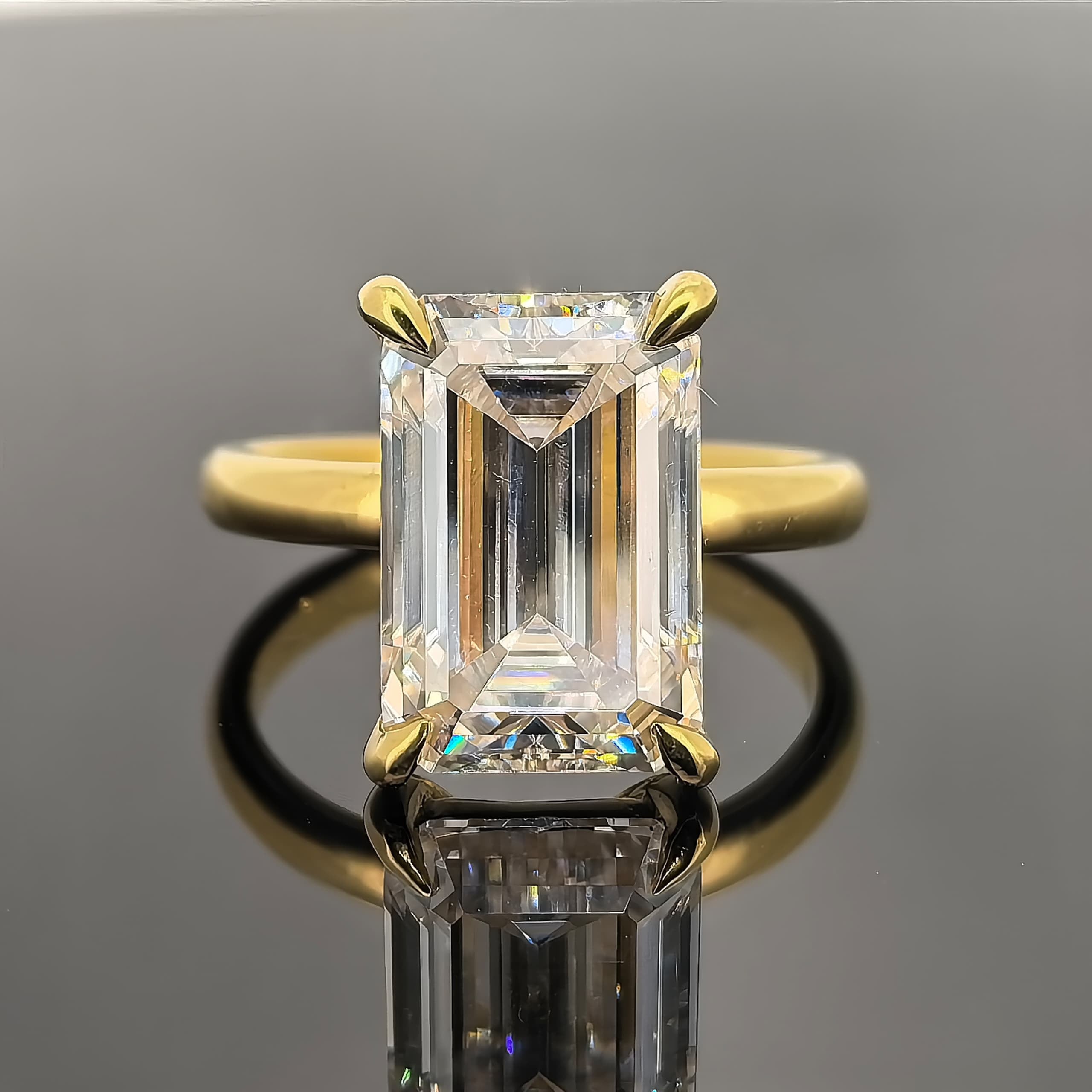 EMERALD Moissanite 1-5 CT Engagement Ring in Sterling Silver | Eco-Friendly & Stunning Vacation Jewelry