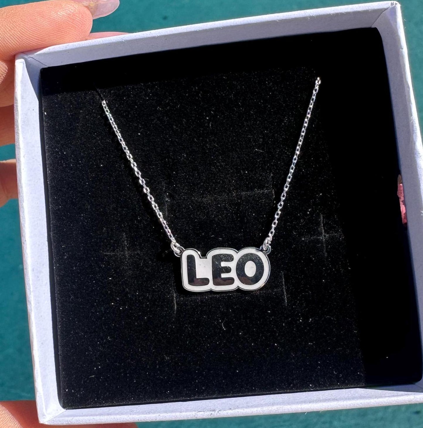 Personalized Enamel Name Necklace, 18K Gold Plated Silver Necklace, Custom Name Necklace Gift for Her, Mother's Day Gift, Gift for Mom