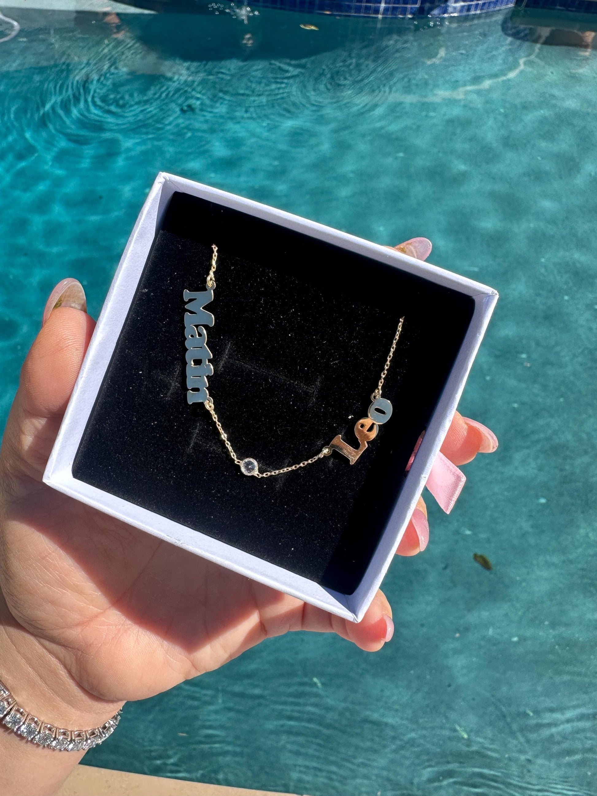 Personalized Multi Name Necklace, 18K Gold Plated Silver Name Necklace, Custom Name Necklace Gift for Her, Mother's Day Gift, Gift for Mom