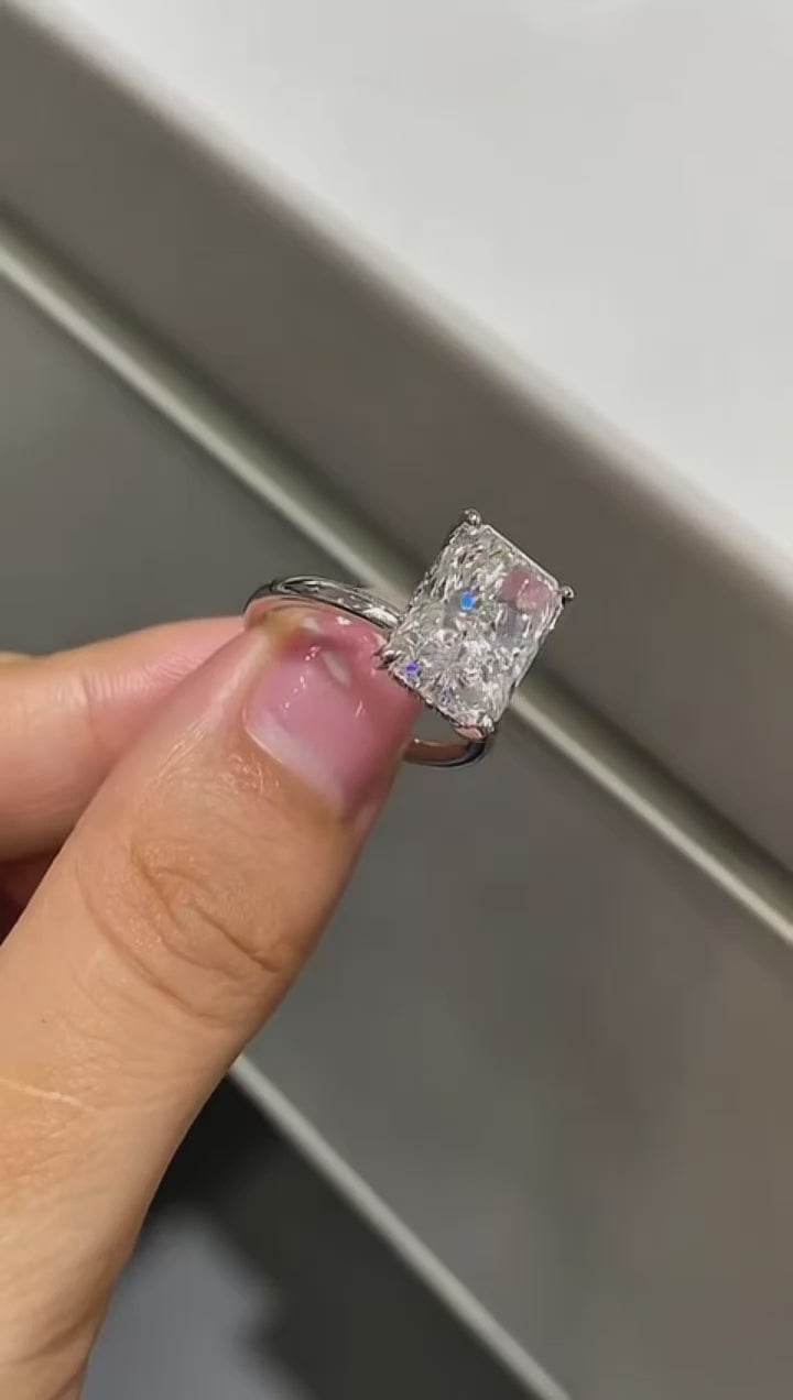 EMERALD Moissanite 1-5 CT Engagement Ring in Sterling Silver | Eco-Friendly & Stunning Vacation Jewelry